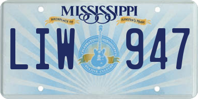 MS license plate LIW947