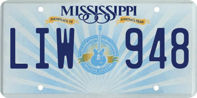 MS license plate LIW948