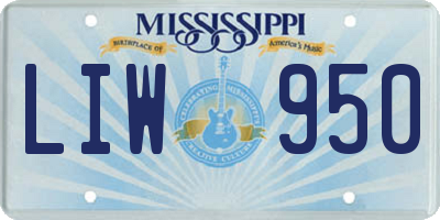 MS license plate LIW950
