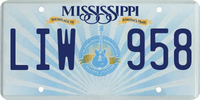 MS license plate LIW958
