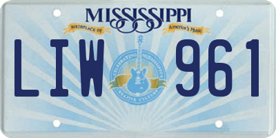 MS license plate LIW961