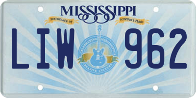MS license plate LIW962