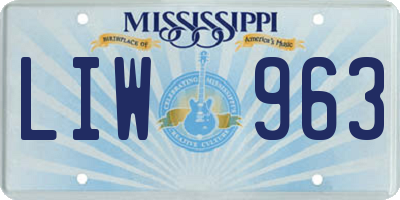 MS license plate LIW963
