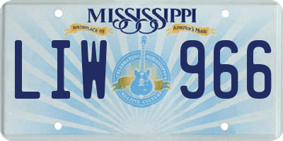 MS license plate LIW966