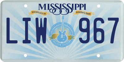 MS license plate LIW967