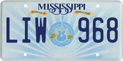 MS license plate LIW968