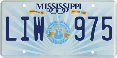 MS license plate LIW975