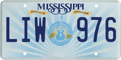 MS license plate LIW976