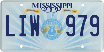 MS license plate LIW979