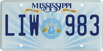 MS license plate LIW983