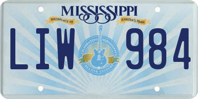 MS license plate LIW984