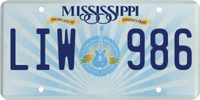 MS license plate LIW986