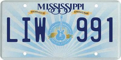 MS license plate LIW991