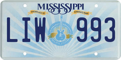 MS license plate LIW993
