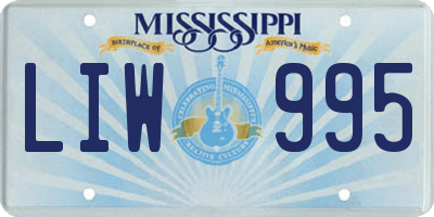 MS license plate LIW995