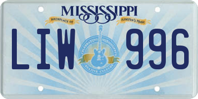 MS license plate LIW996