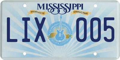 MS license plate LIX005