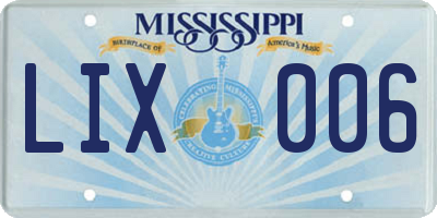 MS license plate LIX006