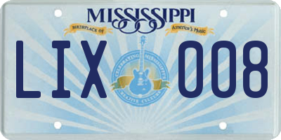MS license plate LIX008