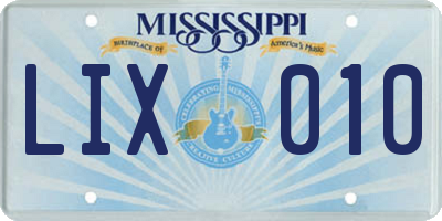 MS license plate LIX010