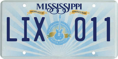 MS license plate LIX011
