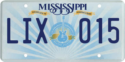 MS license plate LIX015