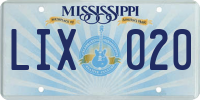 MS license plate LIX020
