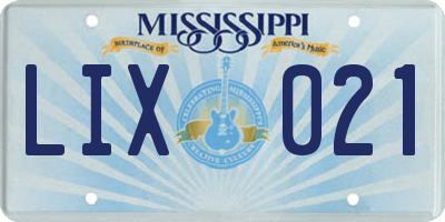MS license plate LIX021