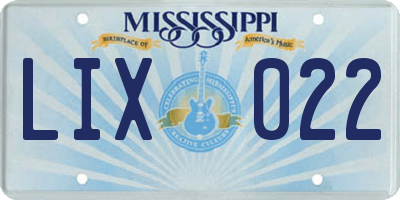 MS license plate LIX022