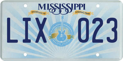 MS license plate LIX023