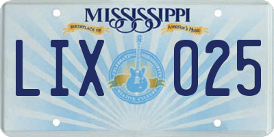 MS license plate LIX025