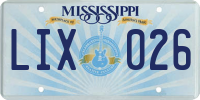 MS license plate LIX026