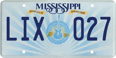 MS license plate LIX027
