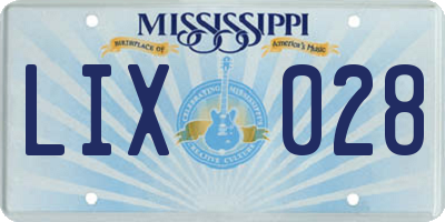 MS license plate LIX028