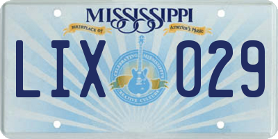 MS license plate LIX029