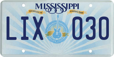 MS license plate LIX030