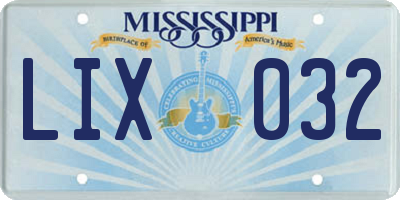 MS license plate LIX032