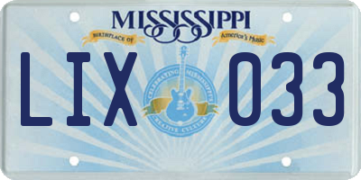 MS license plate LIX033