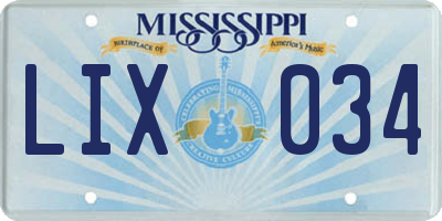 MS license plate LIX034