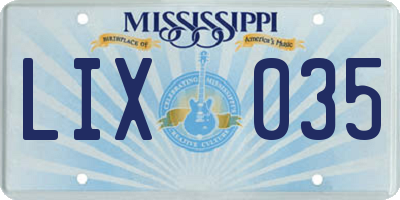 MS license plate LIX035