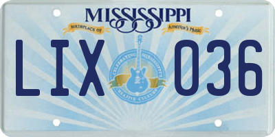 MS license plate LIX036