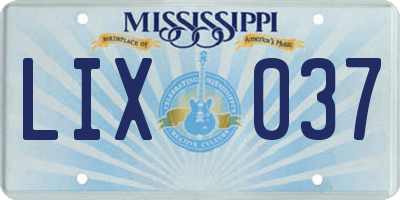 MS license plate LIX037