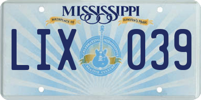 MS license plate LIX039