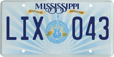 MS license plate LIX043