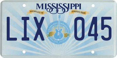 MS license plate LIX045