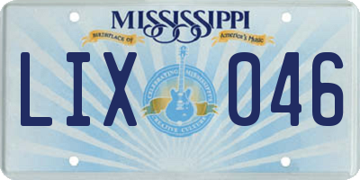 MS license plate LIX046