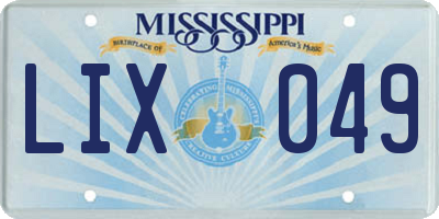 MS license plate LIX049