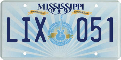 MS license plate LIX051