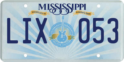 MS license plate LIX053