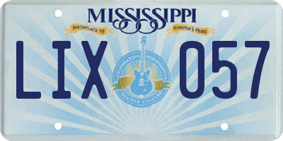 MS license plate LIX057